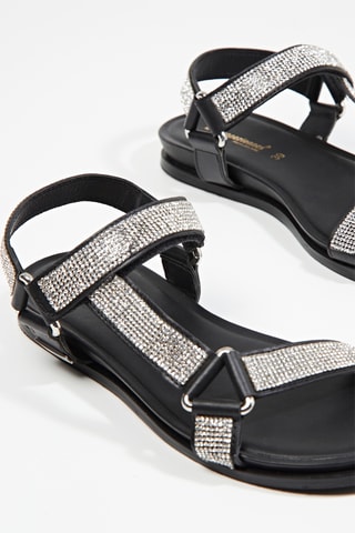 Buffelleren Sandalen Caspy - Zwart en zilverkleurig