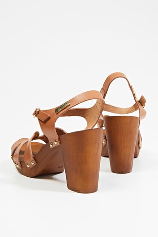 Leren Sandalen met Hak Tabara - Camel