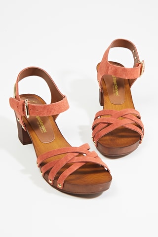 Nubuck Sandalen met Hak Toopaya - Steenrood