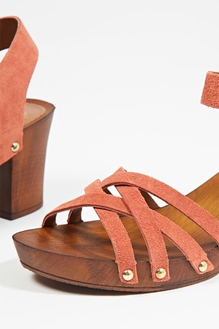Nubuck Sandalen met Hak Toopaya - Steenrood