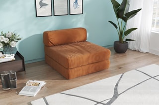 Cadeirão convertível Smart - Castanho - 1 lugar - Em tecido veludo