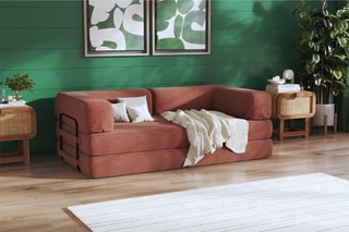 Conjunto sofá convertível Smart e capa - Castanho - 2 lugares - Tecido veludo