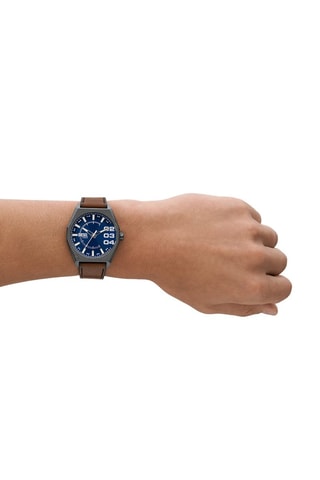 Leren Quartz Horloge Scraper - Bruin