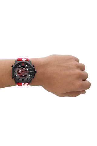 Montre anadigitale en cuir - Rouge et noir