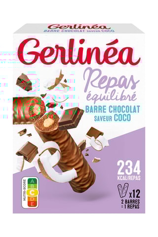 3 x Barres repas chocolat cœur coco - 372 g