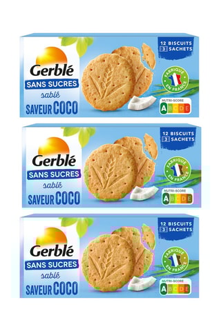 5 x 3 paquets de biscuits sablés saveur coco - 3 x 132 g