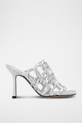 Mules à talons en cuir - Argenté - Bottega Veneta