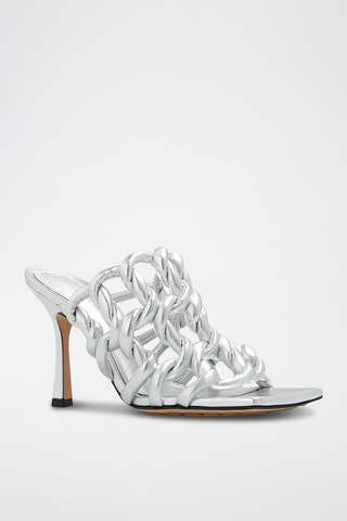Mules à talons en cuir - Argenté - Bottega Veneta