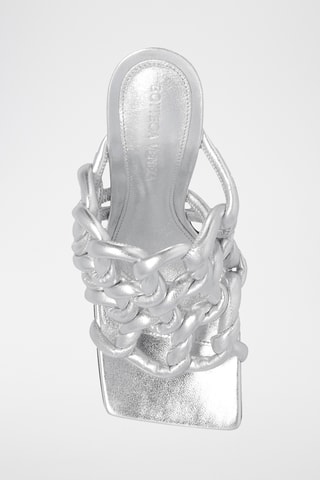 Mules à talons en cuir - Argenté - Bottega Veneta