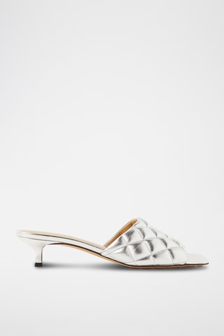 Mules à talons en cuir - Argenté - Bottega Veneta