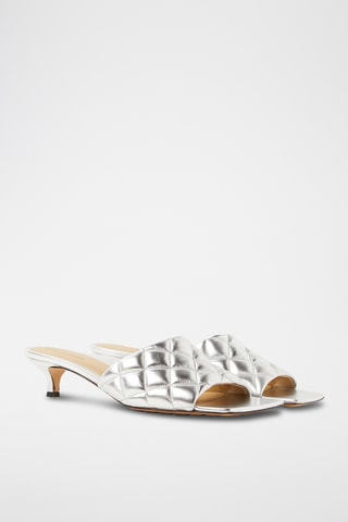 Mules à talons en cuir - Argenté - Bottega Veneta