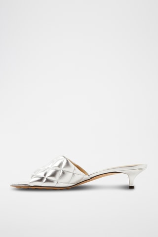 Mules à talons en cuir - Argenté - Bottega Veneta