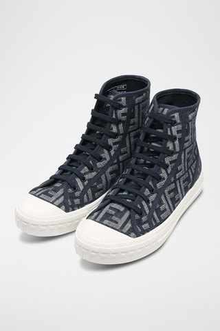 Baskets montantes en cuir - Bleu marine - Fendi