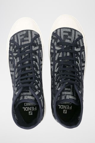 Baskets montantes en cuir - Bleu marine - Fendi