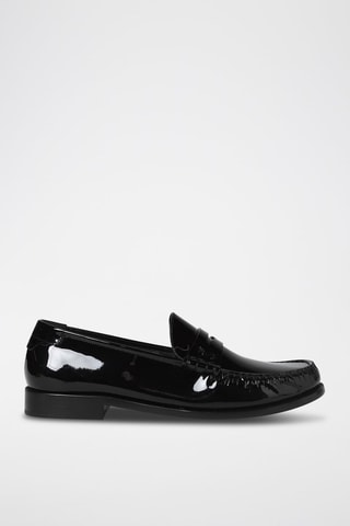Mocassins vernis en cuir YSL Logo Loafer - Noir