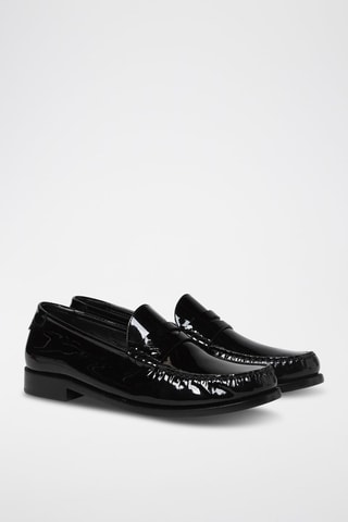 Mocassins vernis en cuir YSL Logo Loafer - Noir