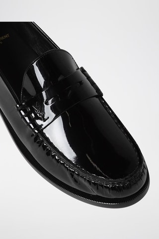 Mocassins vernis en cuir YSL Logo Loafer - Noir