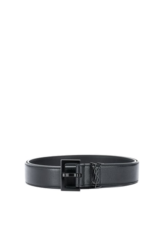 Ceinture en cuir de veau Metal Logo - Noir