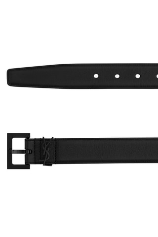 Ceinture en cuir de veau Metal Logo - Noir