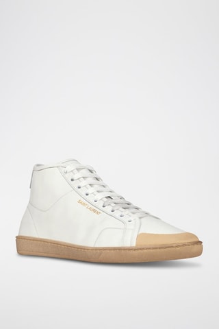 Baskets montantes en cuir de veau SL-39 Mid Top Aged - Blanc
