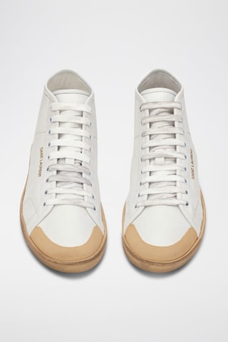Baskets montantes en cuir de veau SL-39 Mid Top Aged - Blanc