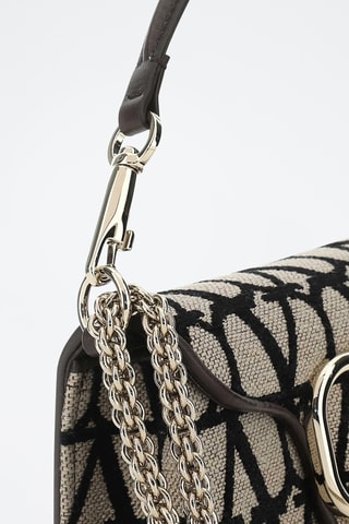 Sac porté épaule en cuir - Noir et beige - Valentino