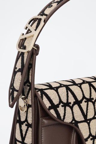 Sac porté épaule en cuir - Noir et beige - Valentino