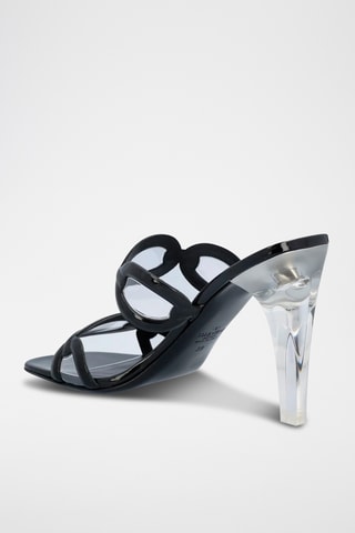 Mules à talons en cuir - Noir - Valentino