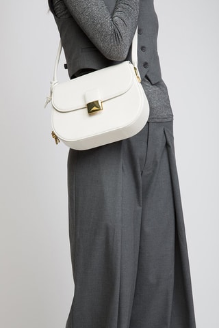 Sac bandoulière en cuir de veau - Blanc et doré - Bottega Veneta