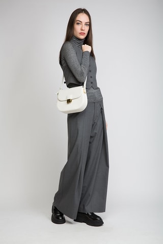 Sac bandoulière en cuir de veau - Blanc et doré - Bottega Veneta