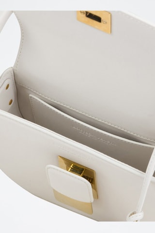 Mini sac bandoulière en cuir de veau - Blanc et doré - Bottega Veneta