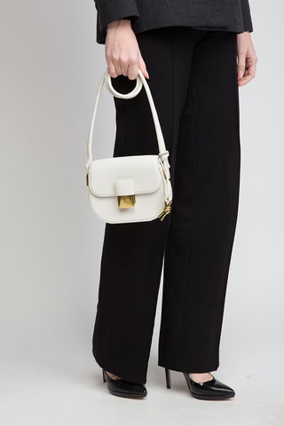 Mini sac bandoulière en cuir de veau - Blanc et doré - Bottega Veneta