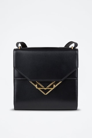 Sac bandoulière en cuir de veau et cuir d'agneau - Noir et doré - Bottega Veneta