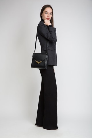 Sac bandoulière en cuir de veau et cuir d'agneau - Noir et doré - Bottega Veneta