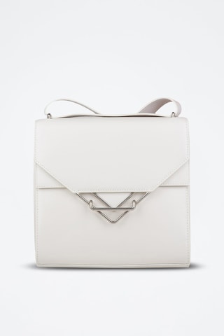 Sac bandoulière en cuir de veau et cuir d'agneau - Blanc et argenté - Bottega Veneta