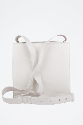 Sac bandoulière en cuir de veau et cuir d'agneau - Blanc et argenté - Bottega Veneta