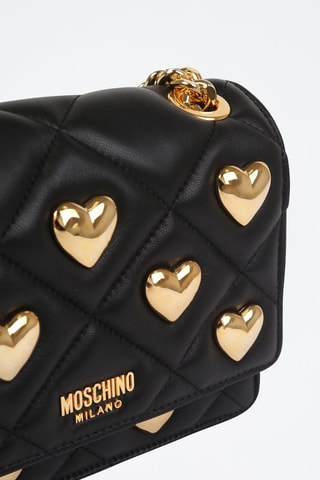Sac bandoulière en cuir de mouton - Noir - Moschino