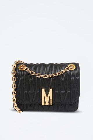 Sac bandoulière en cuir de mouton - Noir - Moschino