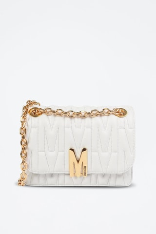 Sac bandoulière en cuir de mouton - Blanc - Moschino