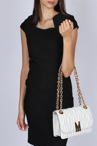 Sac bandoulière en cuir de mouton - Blanc - Moschino
