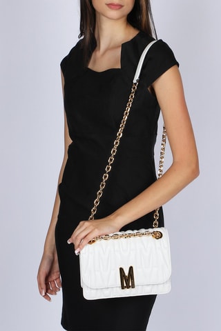 Sac bandoulière en cuir de mouton - Blanc - Moschino