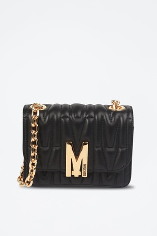 Sac bandoulière en cuir de mouton - Noir - Moschino