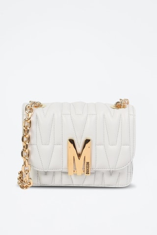Sac bandoulière en cuir de mouton - Blanc - Moschino