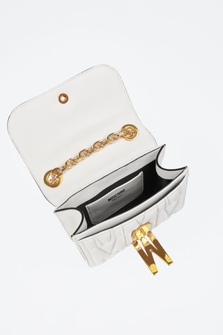 Sac bandoulière en cuir de mouton - Blanc - Moschino