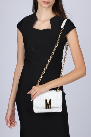 Sac bandoulière en cuir de mouton - Blanc - Moschino