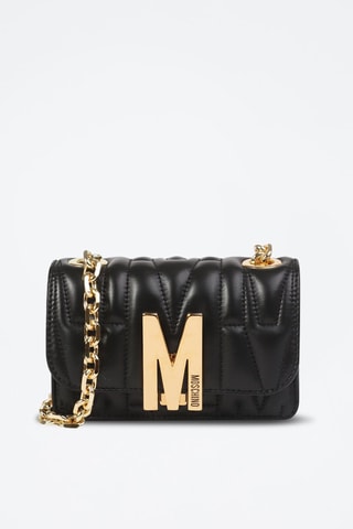 Sac bandoulière en cuir de mouton - Noir - Moschino
