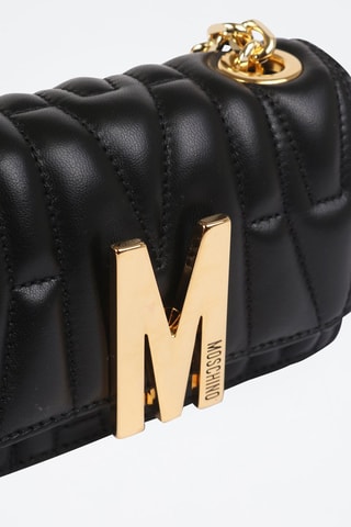 Sac bandoulière en cuir de mouton - Noir - Moschino