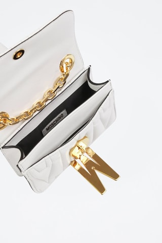 Sac bandoulière en cuir de mouton - Blanc - Moschino