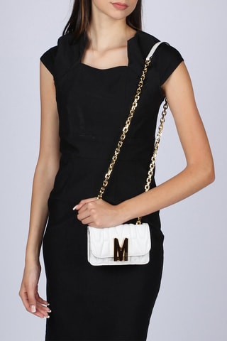 Sac bandoulière en cuir de mouton - Blanc - Moschino