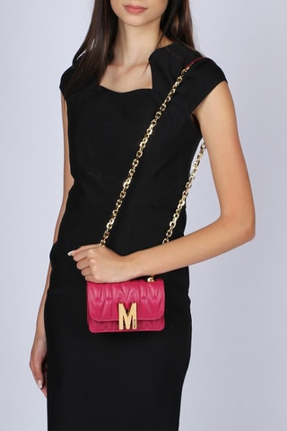 Sac bandoulière en cuir de mouton - Bordeaux - Moschino